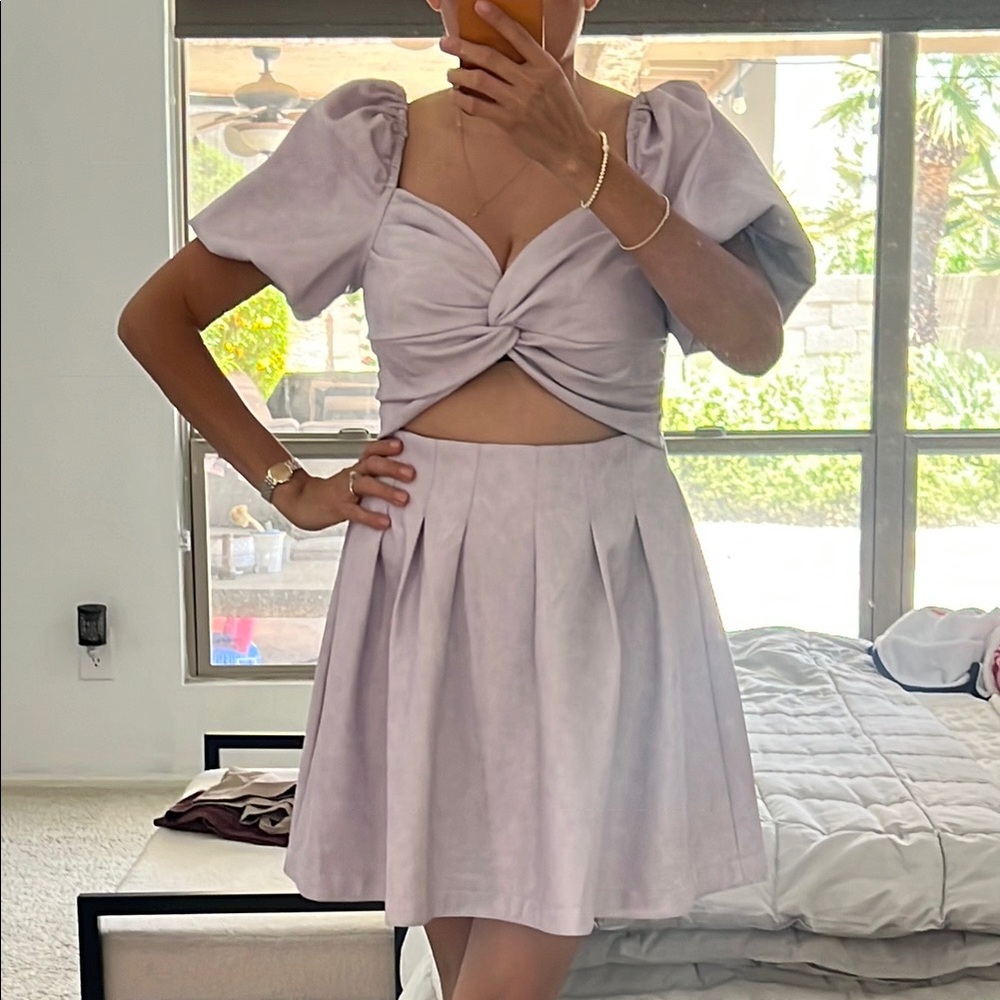 Aves Les Filles Lavender Puff Sleeve Dress